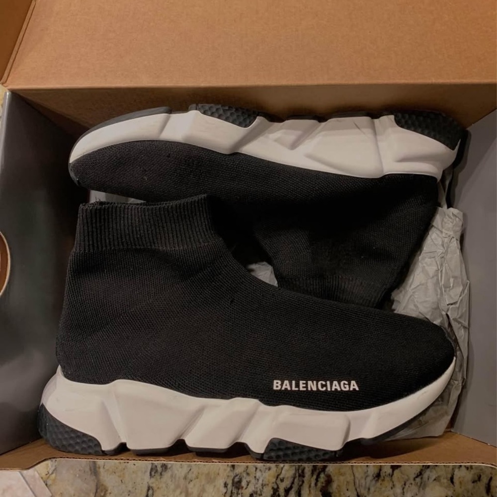 Balenciaga Kids Black and White Sock Sneakers
